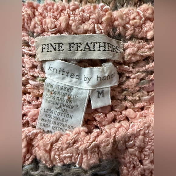 Vintage FINE FEATHERS Knitted By Hand  Wool Blend Women M Multicolor Bohemian - Picture 12 of 13